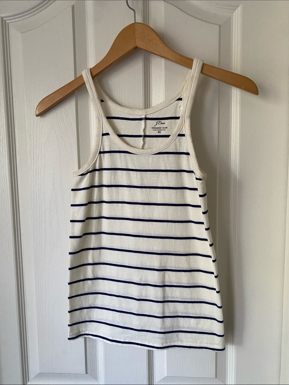 J. Crew Navy and White Striped Organic Slub Tank